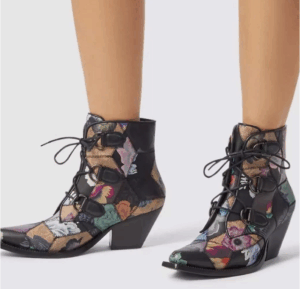 COACH Lace Up Chain Ankle Boots With Kaffe Fassett Print U.K. 4 to 4.5 RRP £495